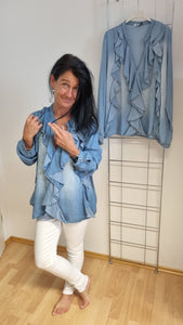 Jeansbluse "Rüsche"