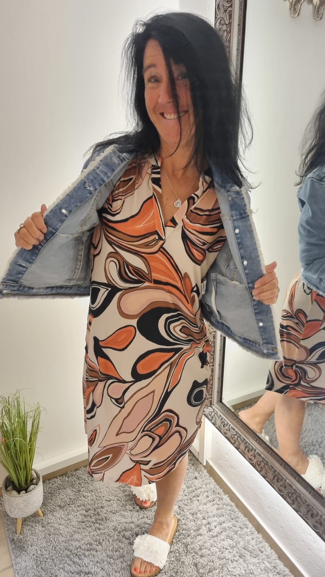 Kleid "Angi" Orange-beige-schwarz S-XXL