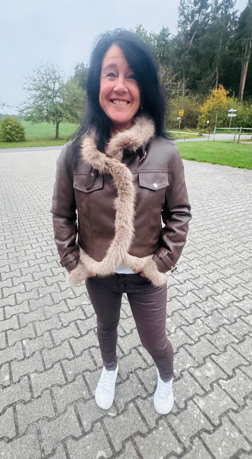 Lederoptikjacke mit Fell Gr. S-L