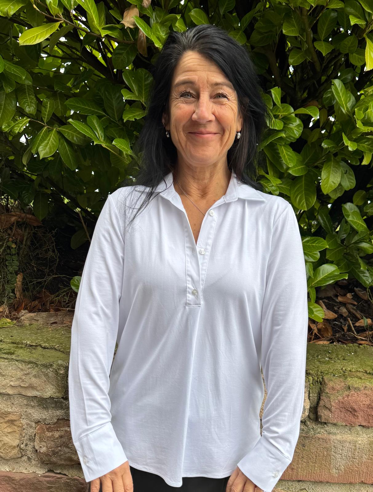 Schlupf Bluse weiß und beige S-XXL