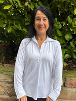 Lade das Bild in den Galerie-Viewer, Schlupf Bluse weiß und beige S-XXL
