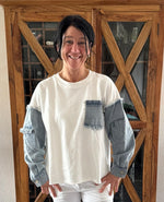Lade das Bild in den Galerie-Viewer, Sweatshirt Weiß/Jeans

