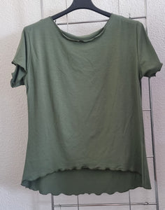 Basic T-Shirt "Pia" mit gewelltem Rundhalsausschnitt bis Gr. 38/40