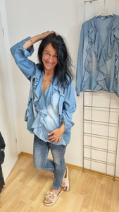 Jeansbluse "Rüsche"