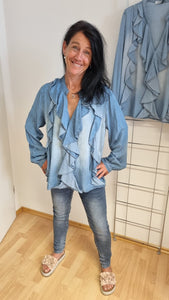 Jeansbluse "Rüsche"