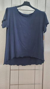 Basic T-Shirt "Pia" mit gewelltem Rundhalsausschnitt bis Gr. 38/40