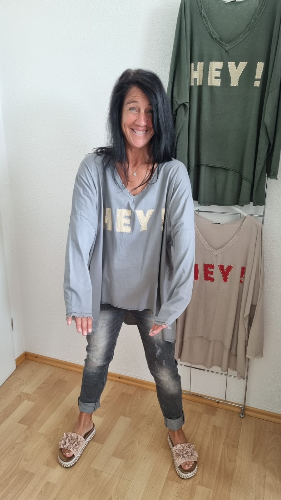 Langarmshirt "HEY"