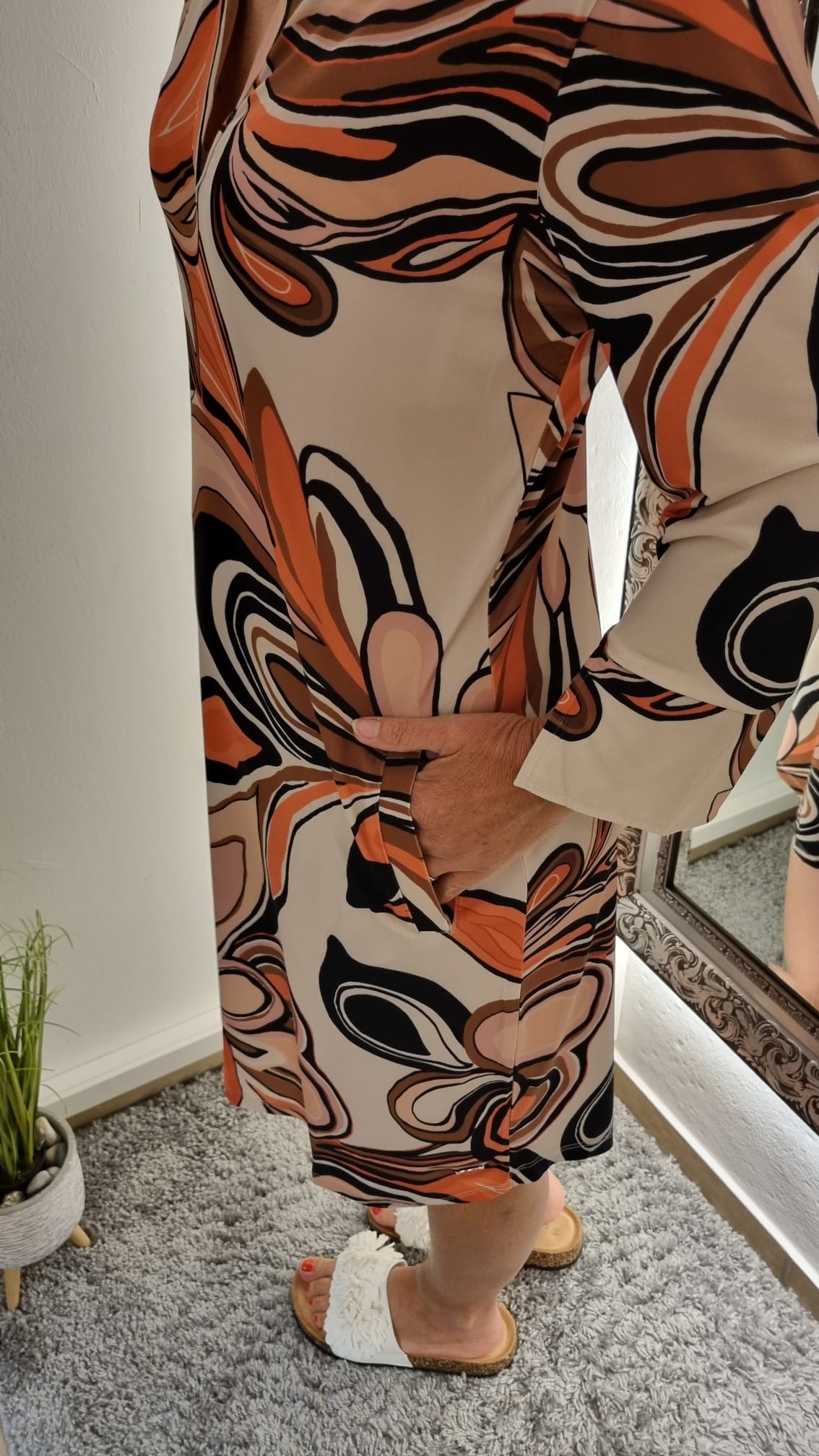 Kleid "Angi" Orange-beige-schwarz S-XXL