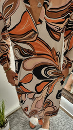 Lade das Bild in den Galerie-Viewer, Kleid &quot;Angi&quot; Orange-beige-schwarz S-XXL
