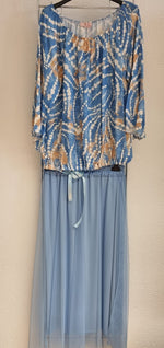 Lade das Bild in den Galerie-Viewer, Bluse Blau-Beige-Ecru
