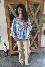 Lade das Bild in den Galerie-Viewer, Bluse Blau-Beige-Ecru

