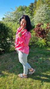 Bluse Rüsche pink