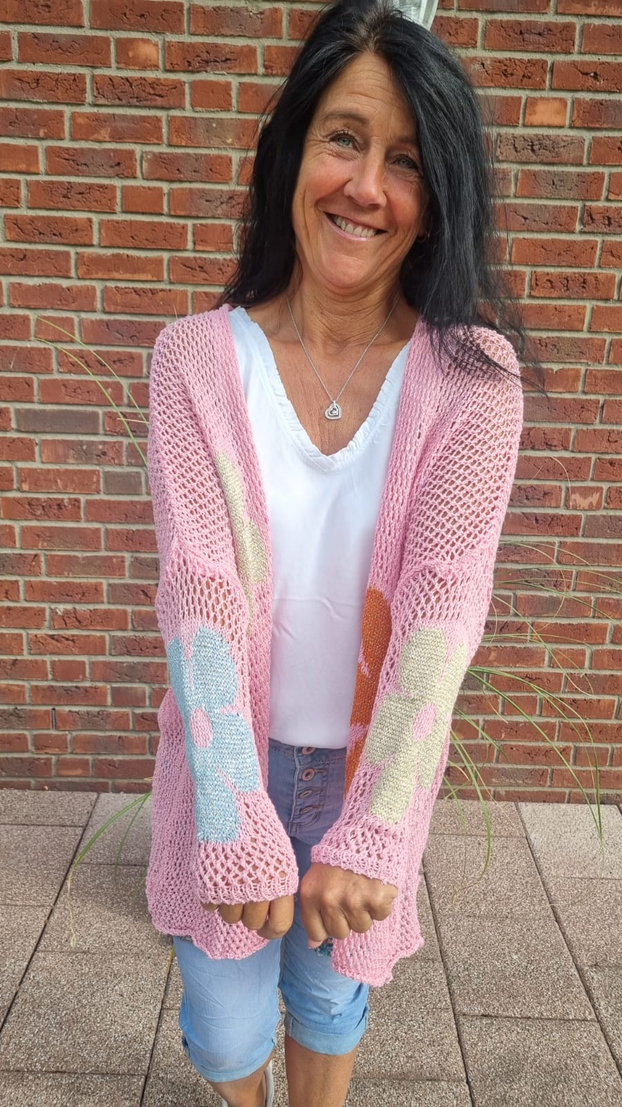 Feinstrickjacke "Blume"