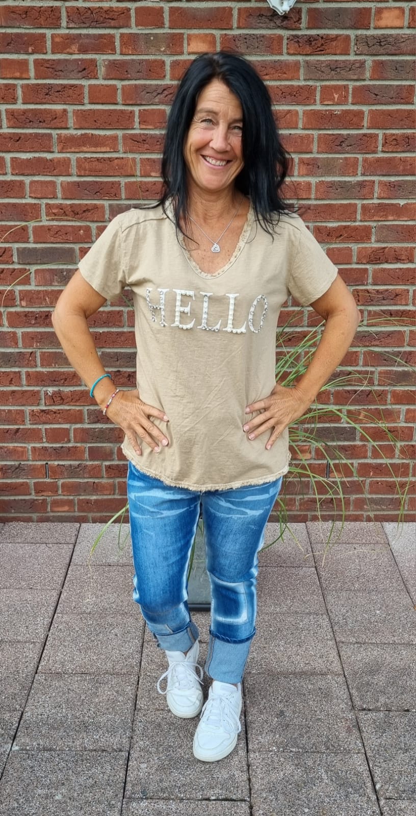 Jeans mit Patches Denim Used Look