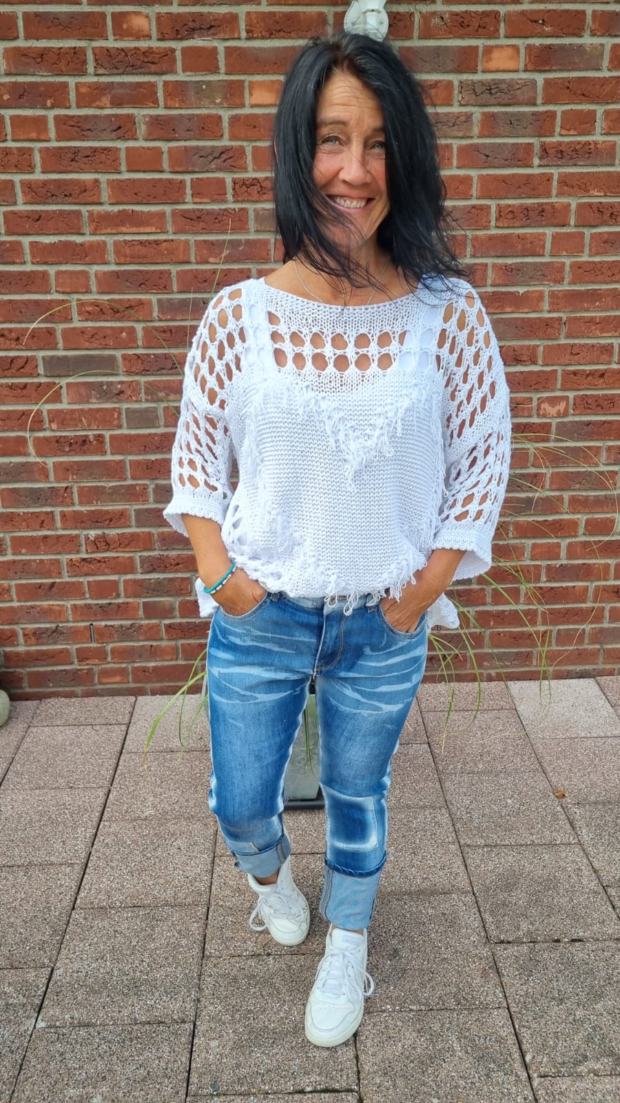 Jeans mit Patches Denim Used Look