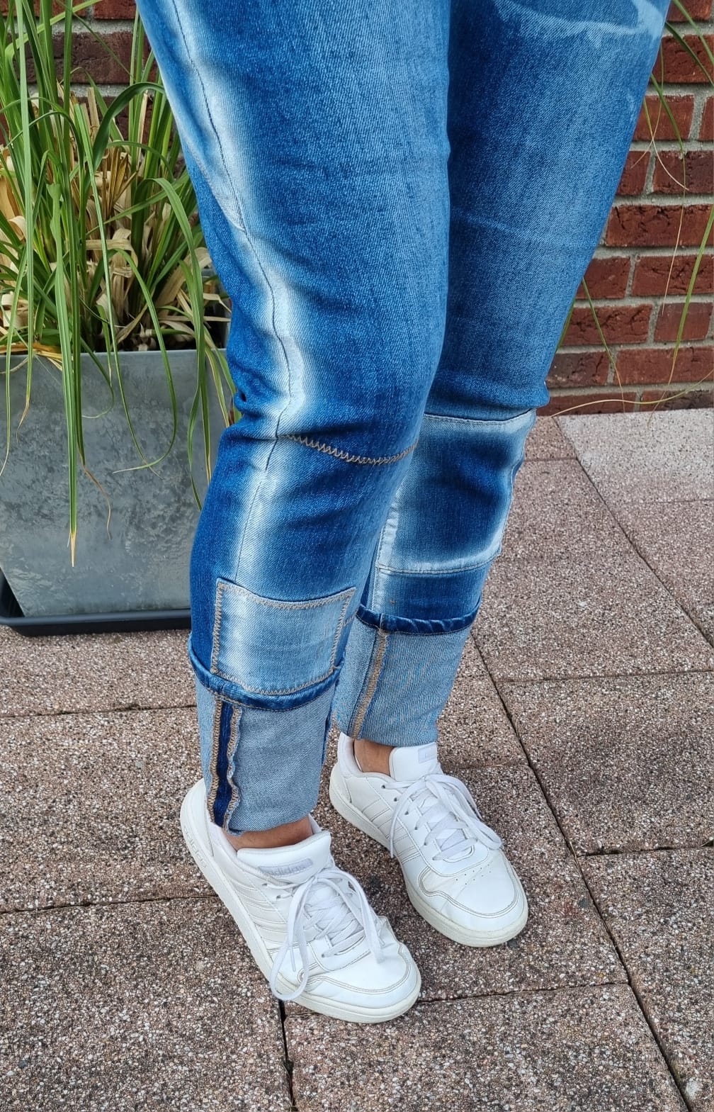 Jeans mit Patches Denim Used Look