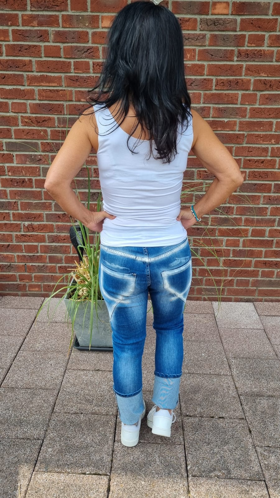 Jeans mit Patches Denim Used Look