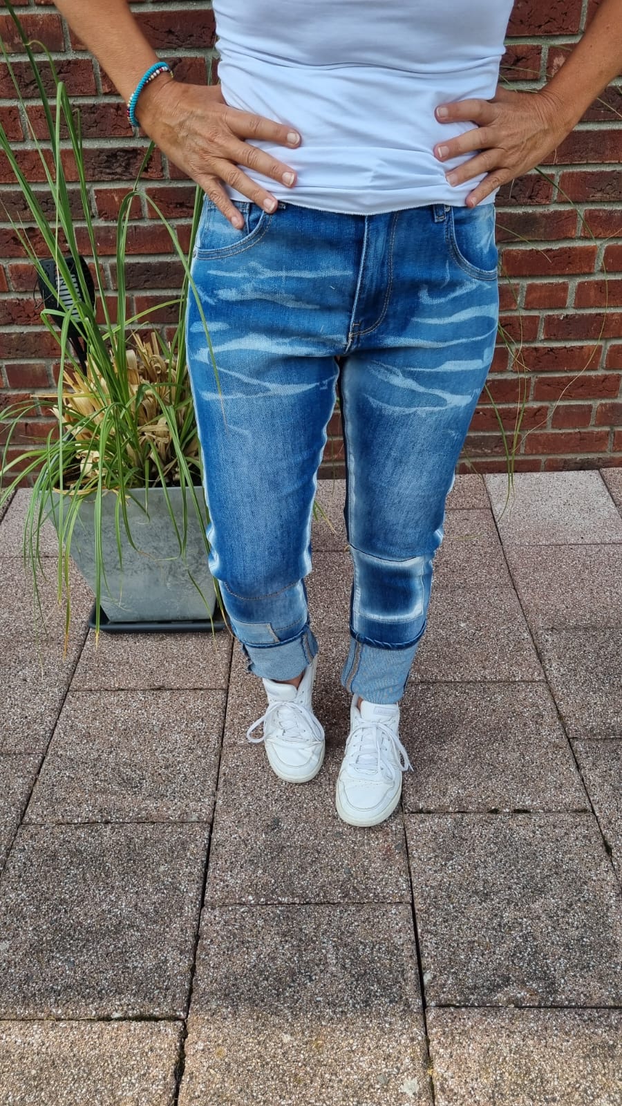 Jeans mit Patches Denim Used Look