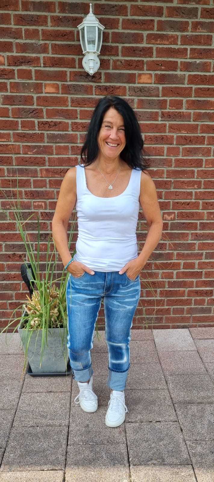 Jeans mit Patches Denim Used Look