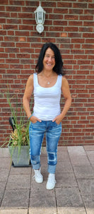 Jeans mit Patches Denim Used Look