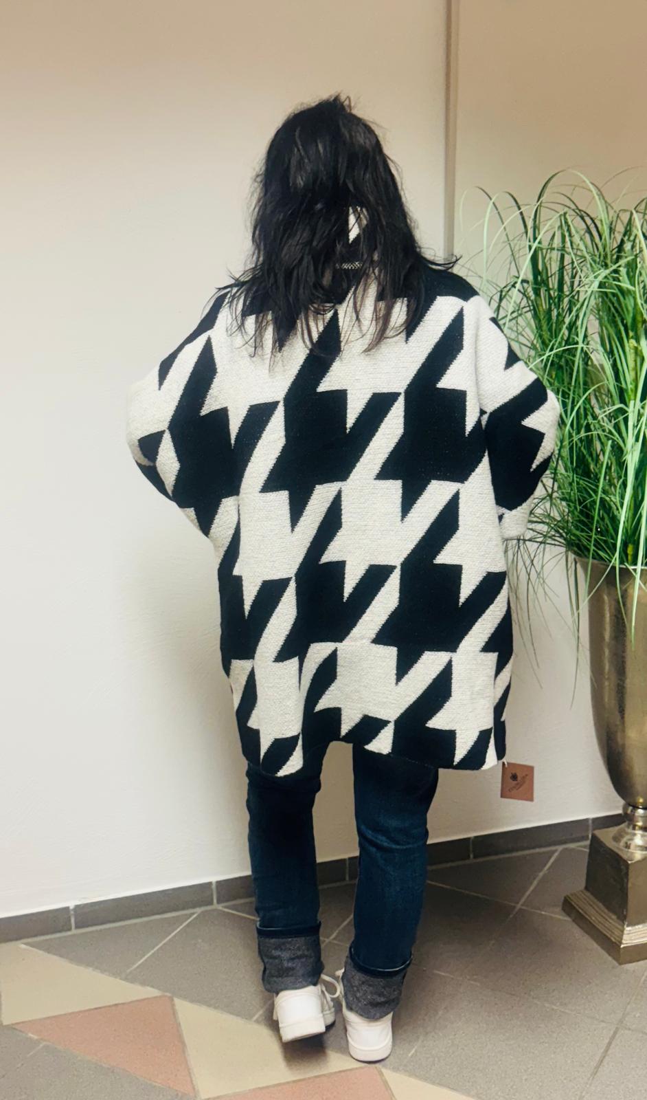 Strickcardigan Schwarz-ecru