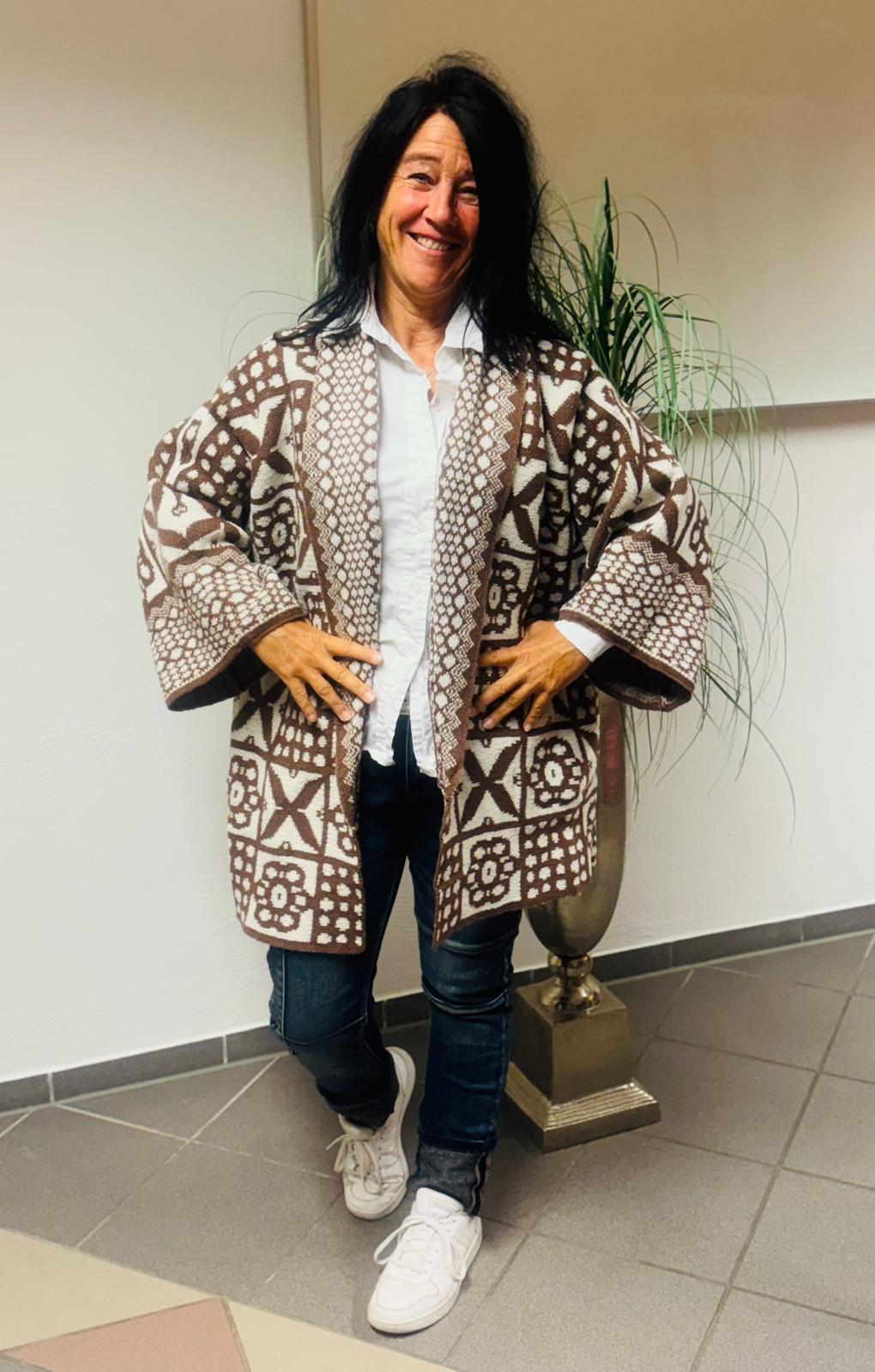 Strickcardigan Braun-ecru