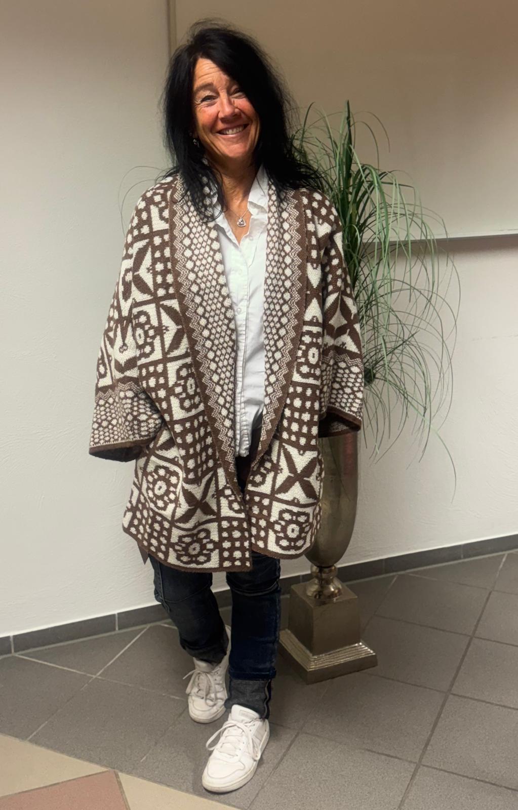 Strickcardigan Braun-ecru