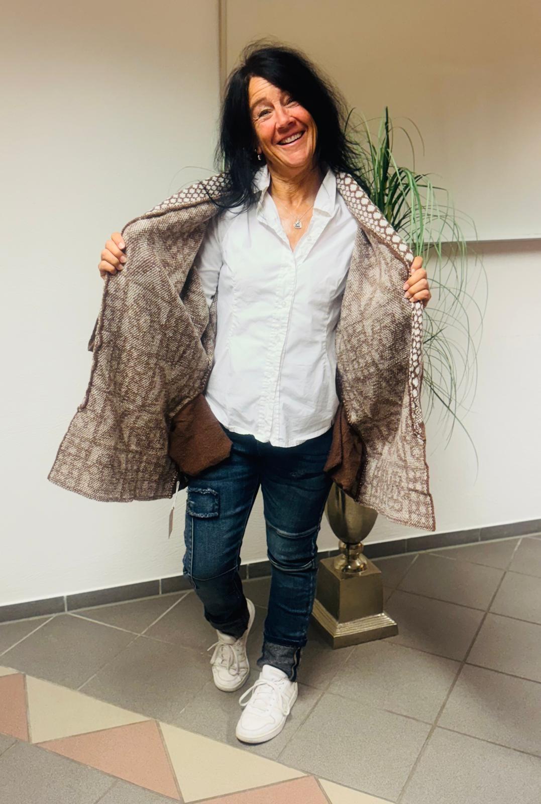 Strickcardigan Braun-ecru