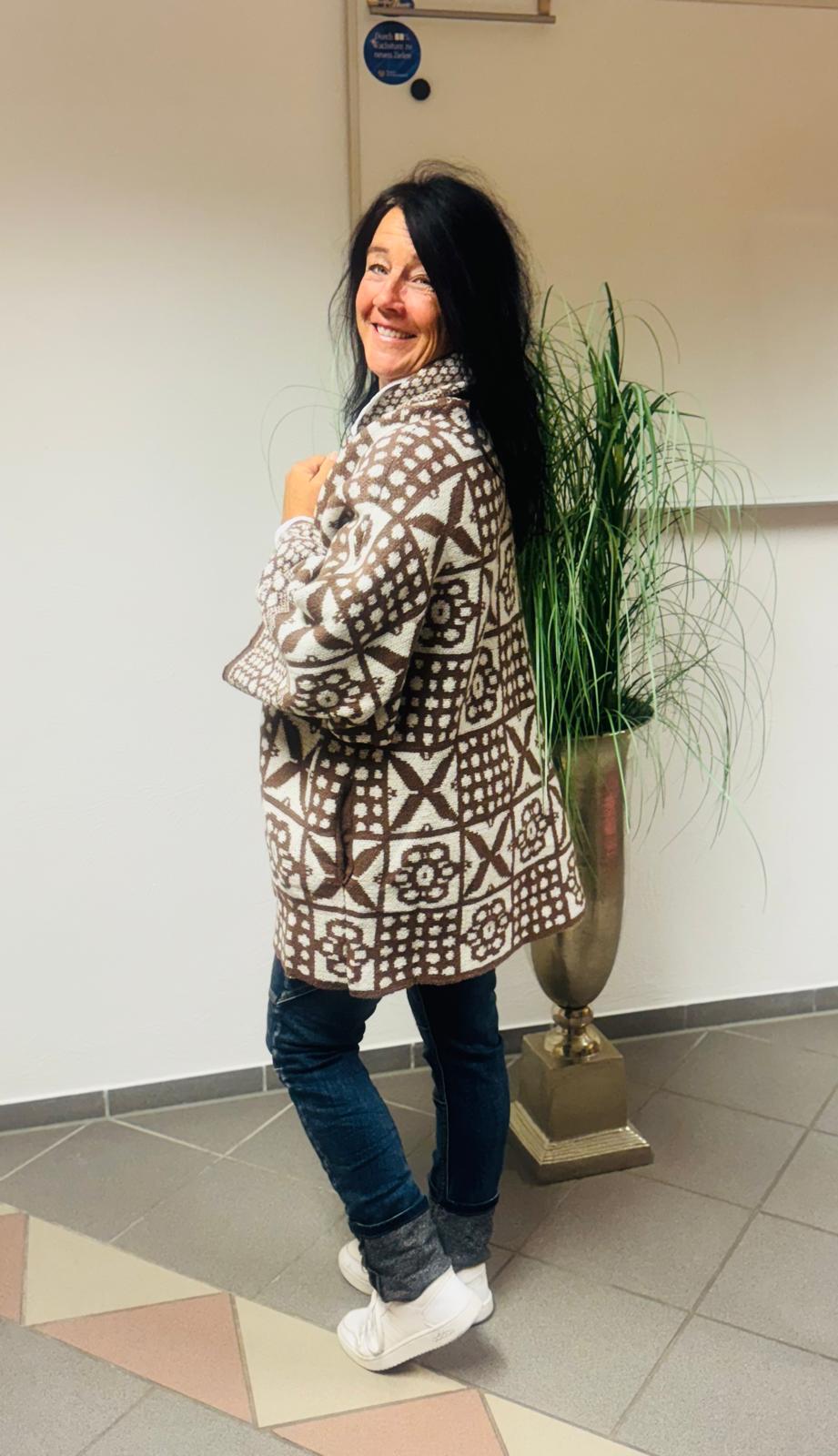 Strickcardigan Braun-ecru