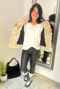 Jeansjacke mit Fellbesatz