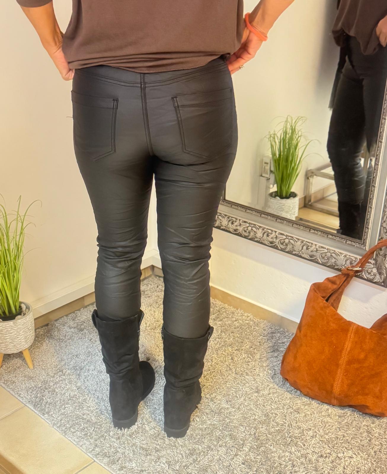 Lederoptikhose Nelly schwarz