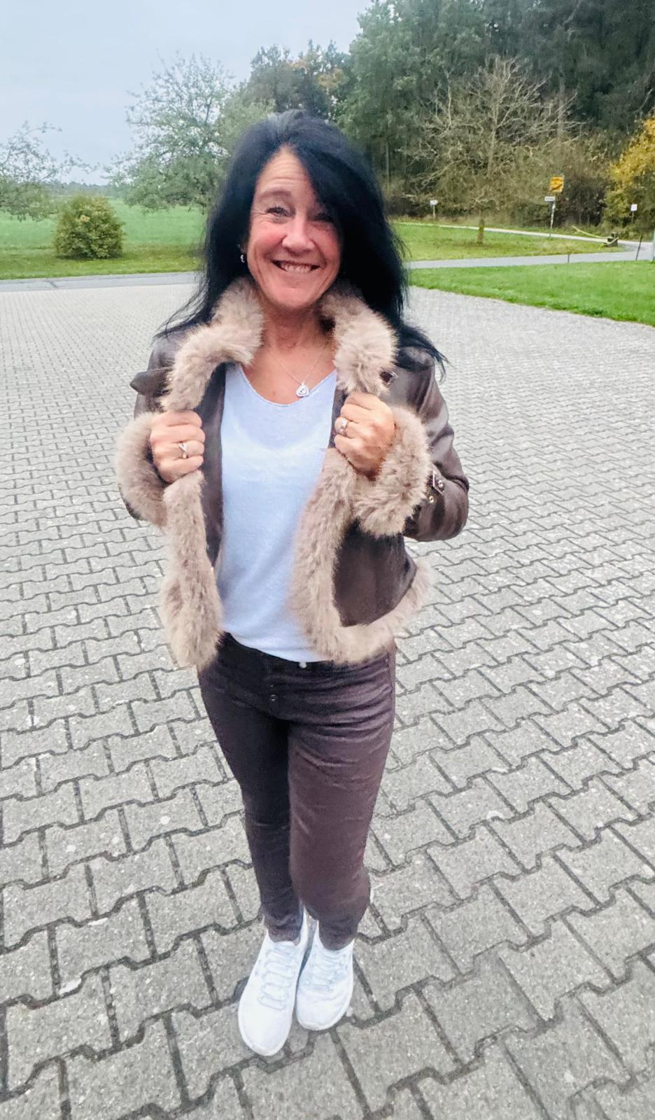 Lederoptikjacke mit Fell Gr. S-L