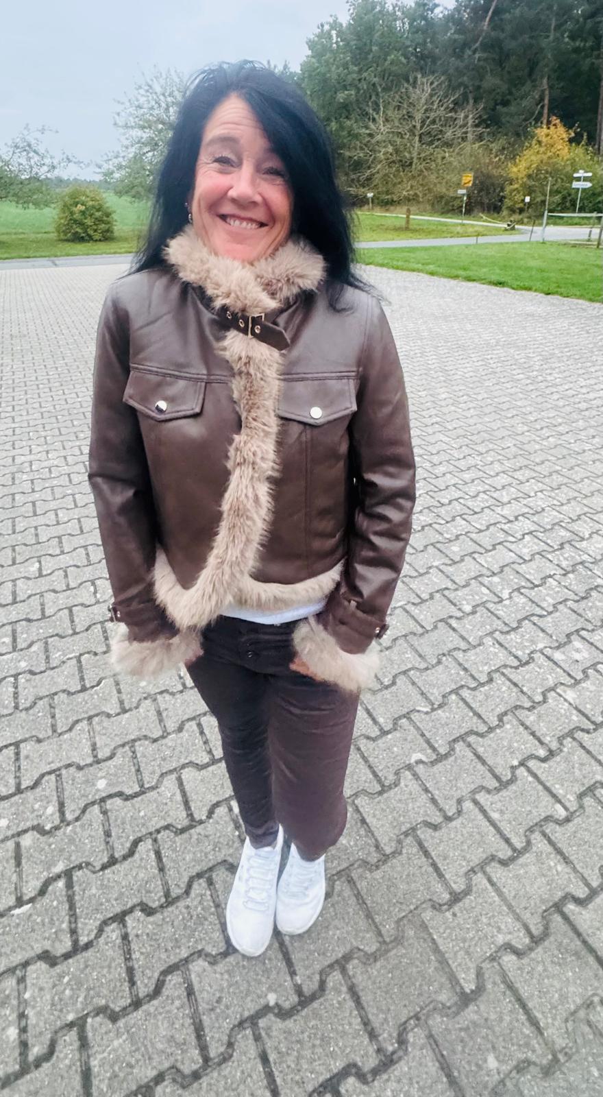 Lederoptikjacke mit Fell Gr. S-L