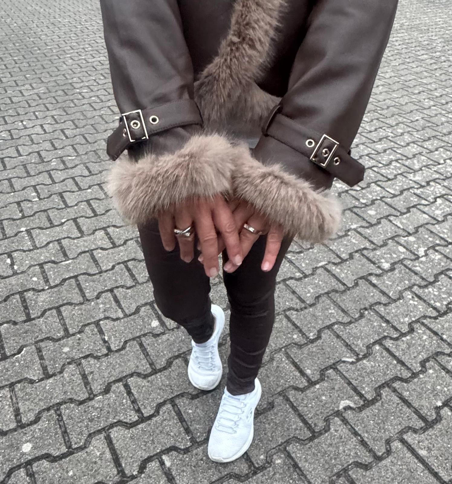 Lederoptikjacke mit Fell Gr. S-L