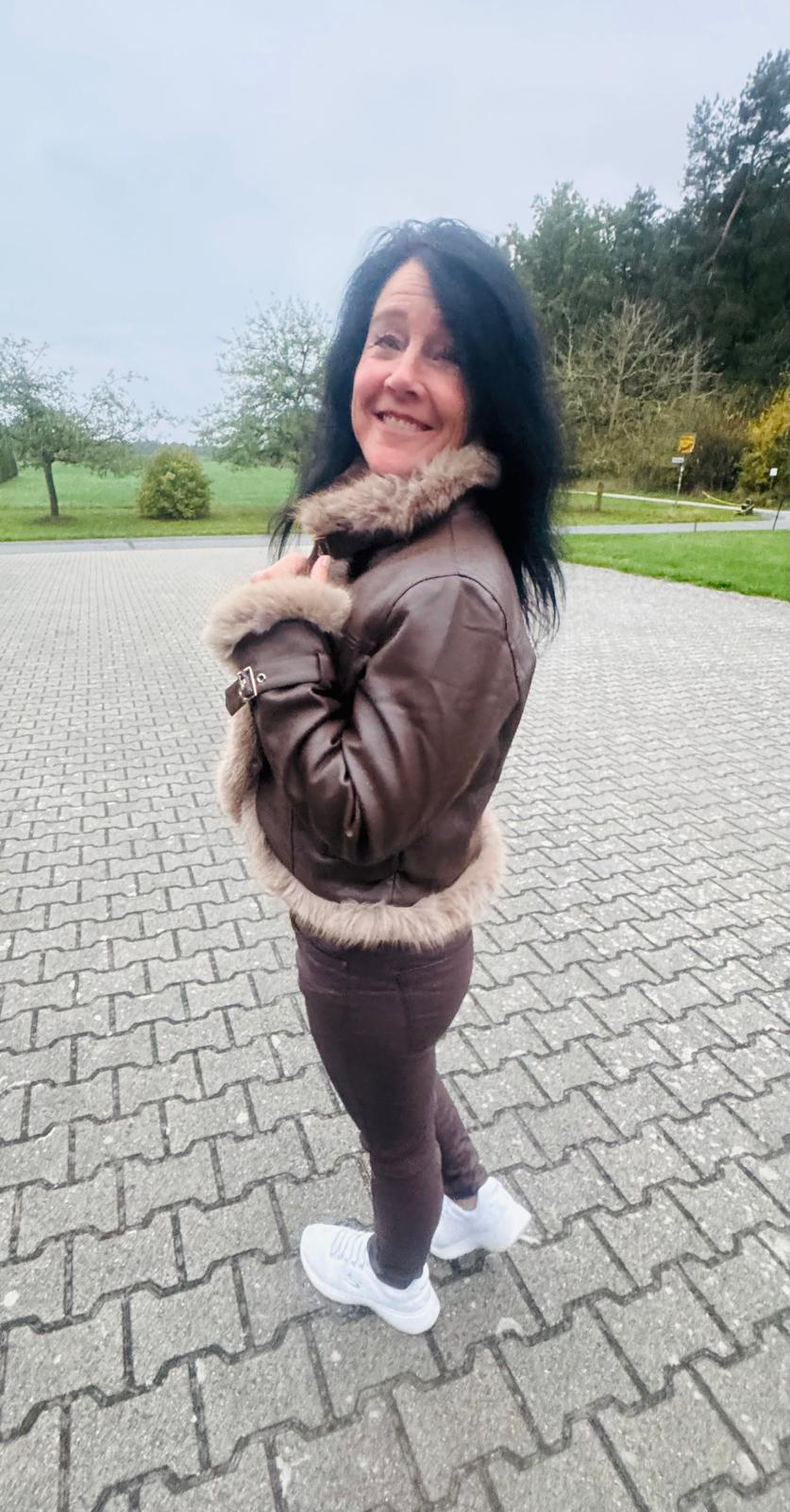 Lederoptikjacke mit Fell Gr. S-L