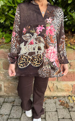 Lade das Bild in den Galerie-Viewer, Bluse Cherry Schokobraun
