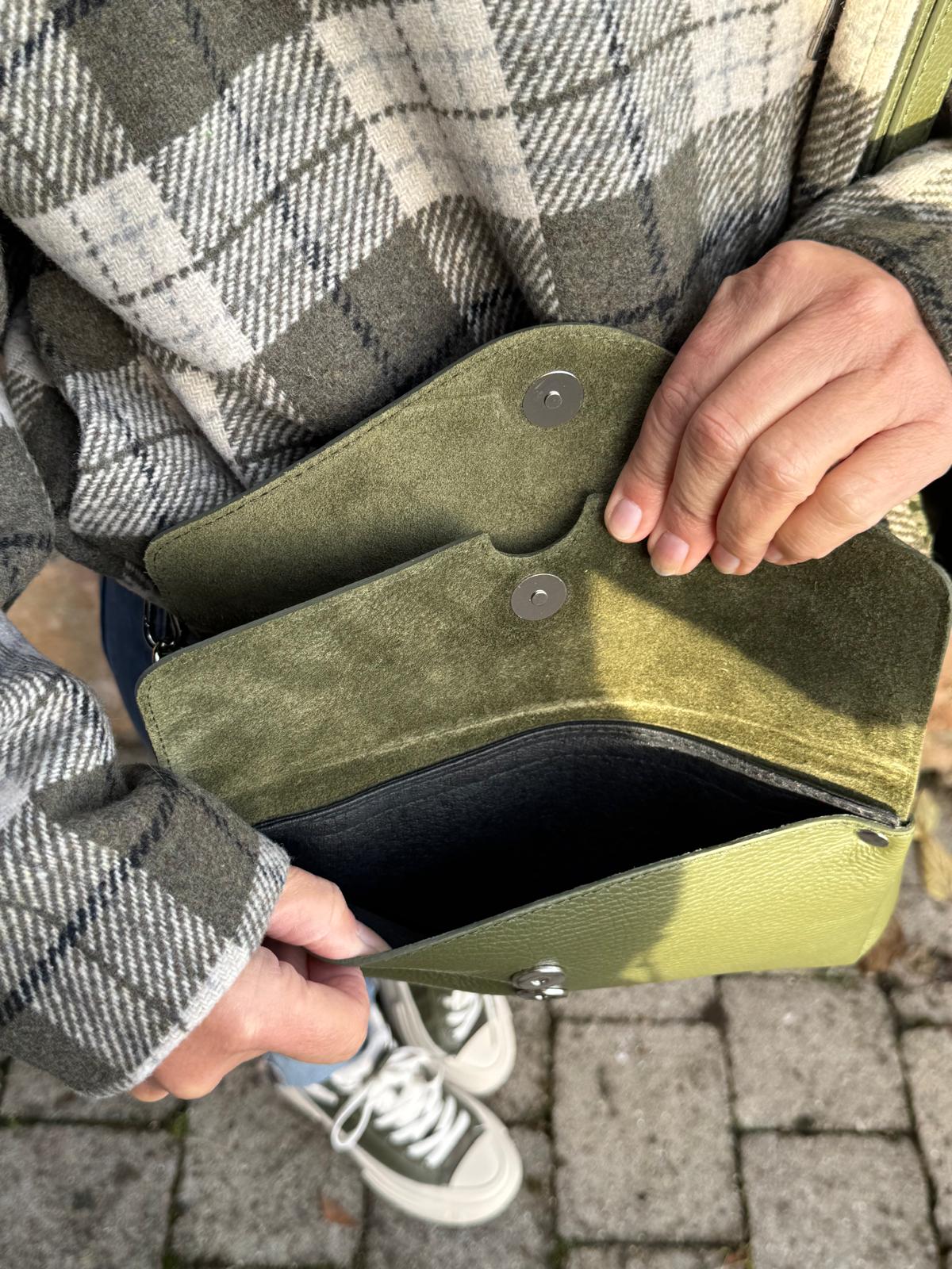 Handtasche Khaki Echtes Leder