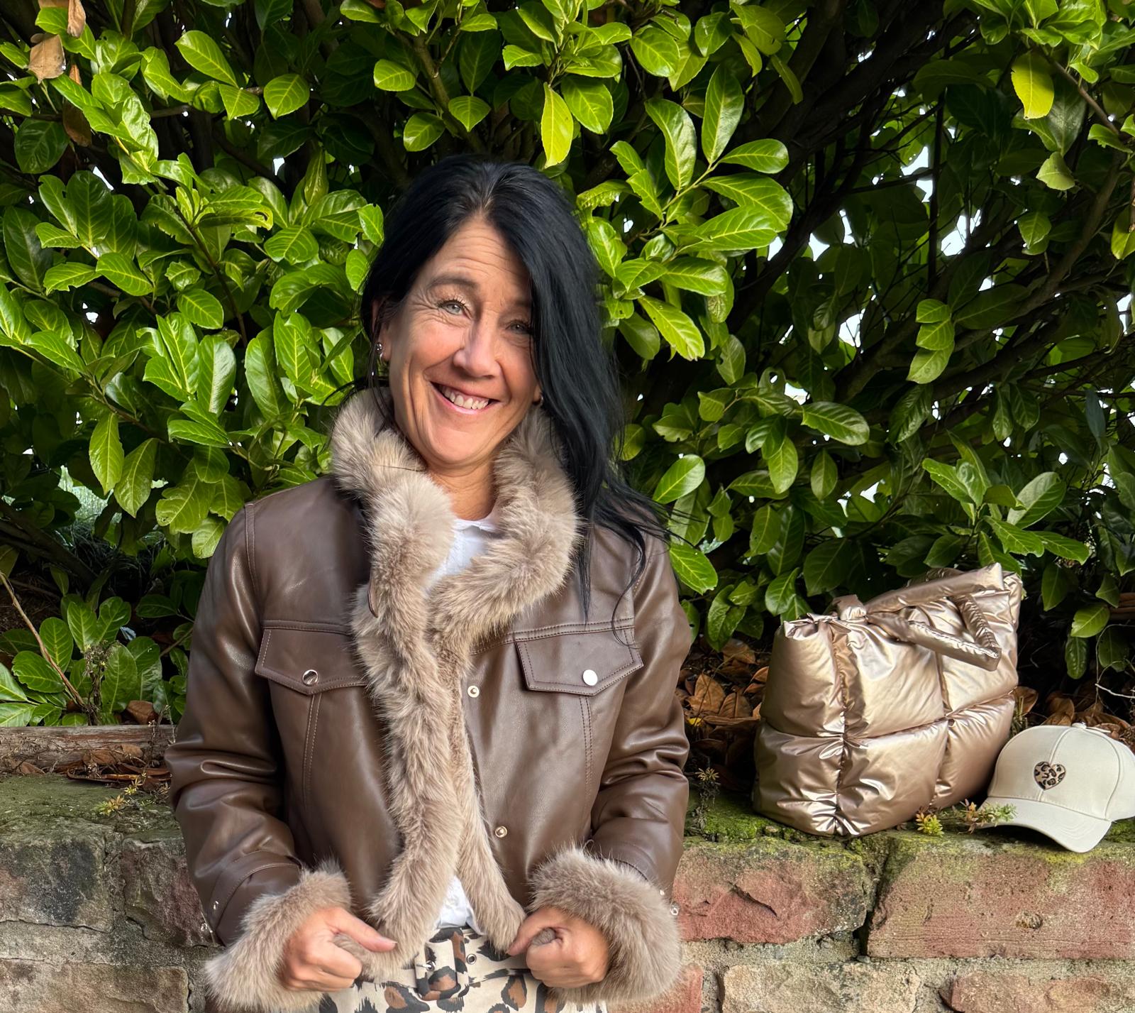 Lederoptikjacke mit Fell Gr. S-L