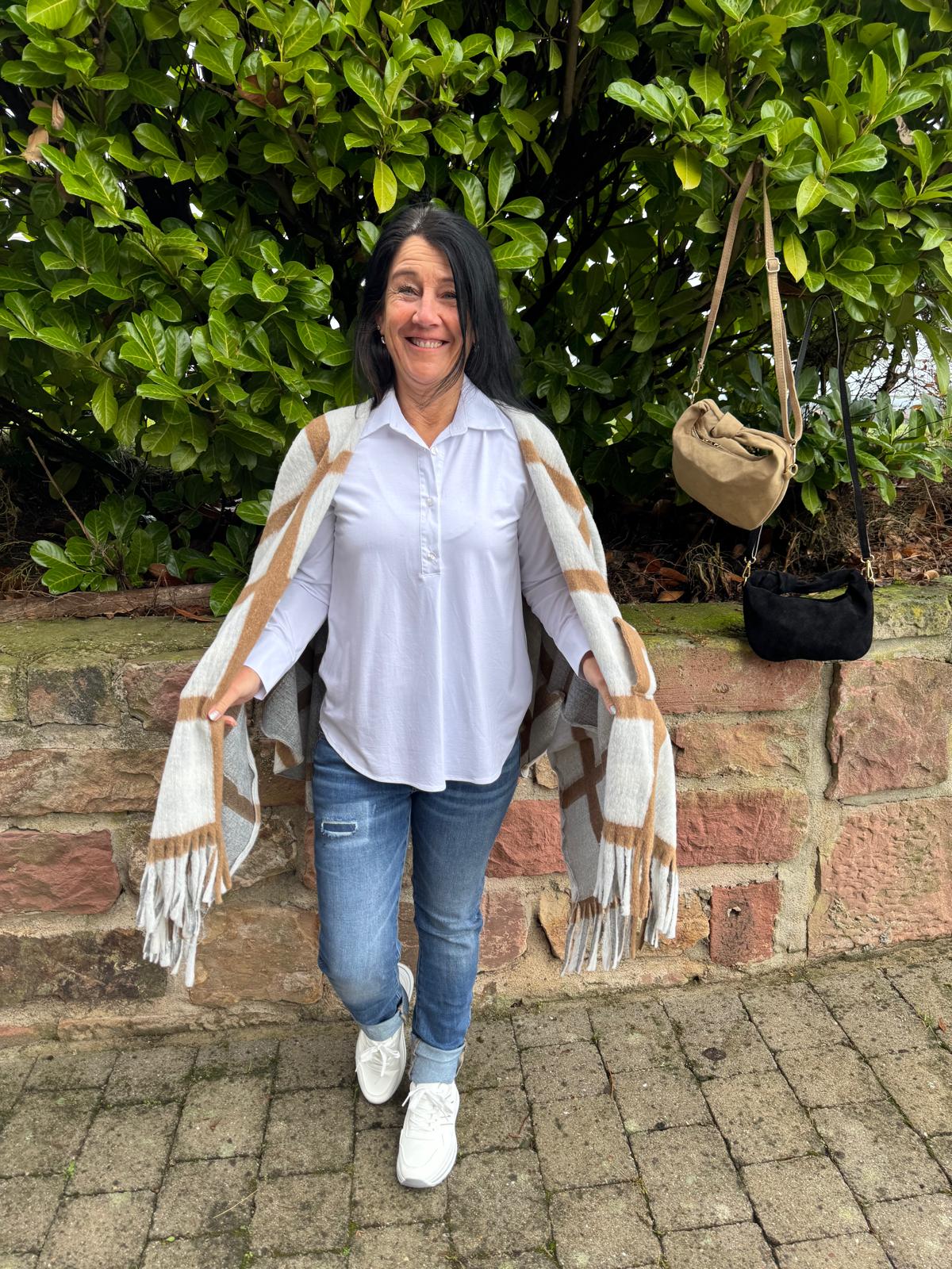 Poncho Überwurf Karo