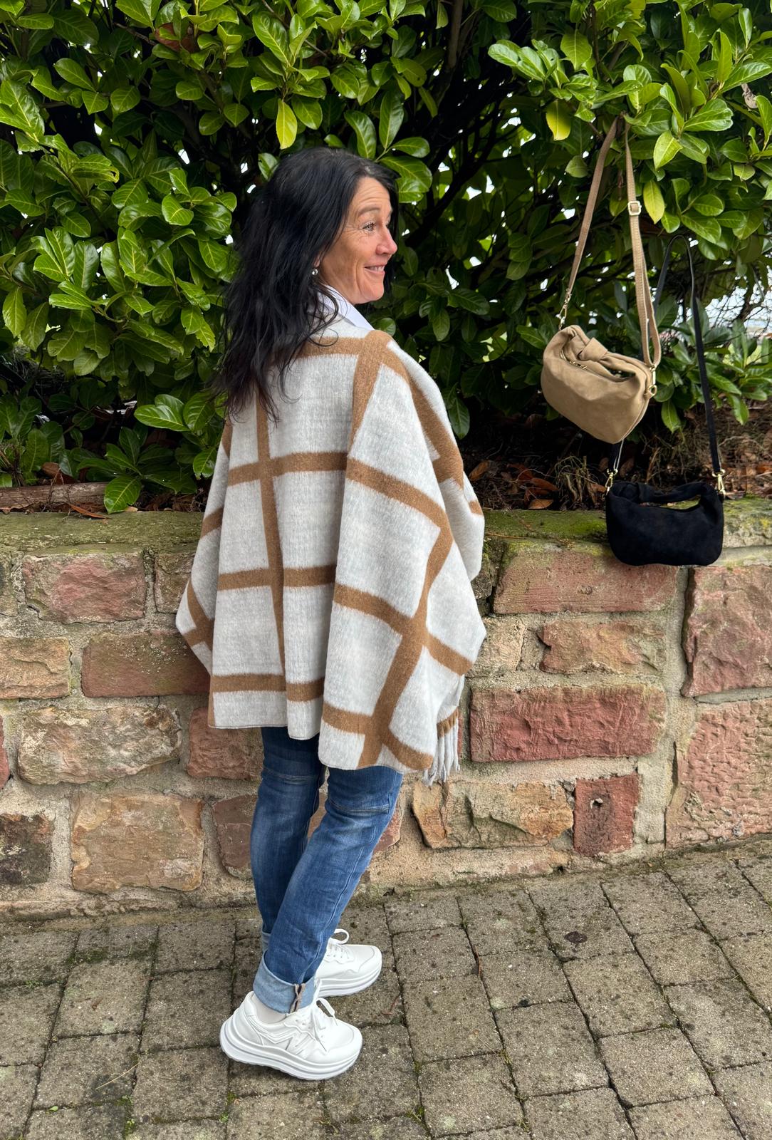 Poncho Überwurf Karo