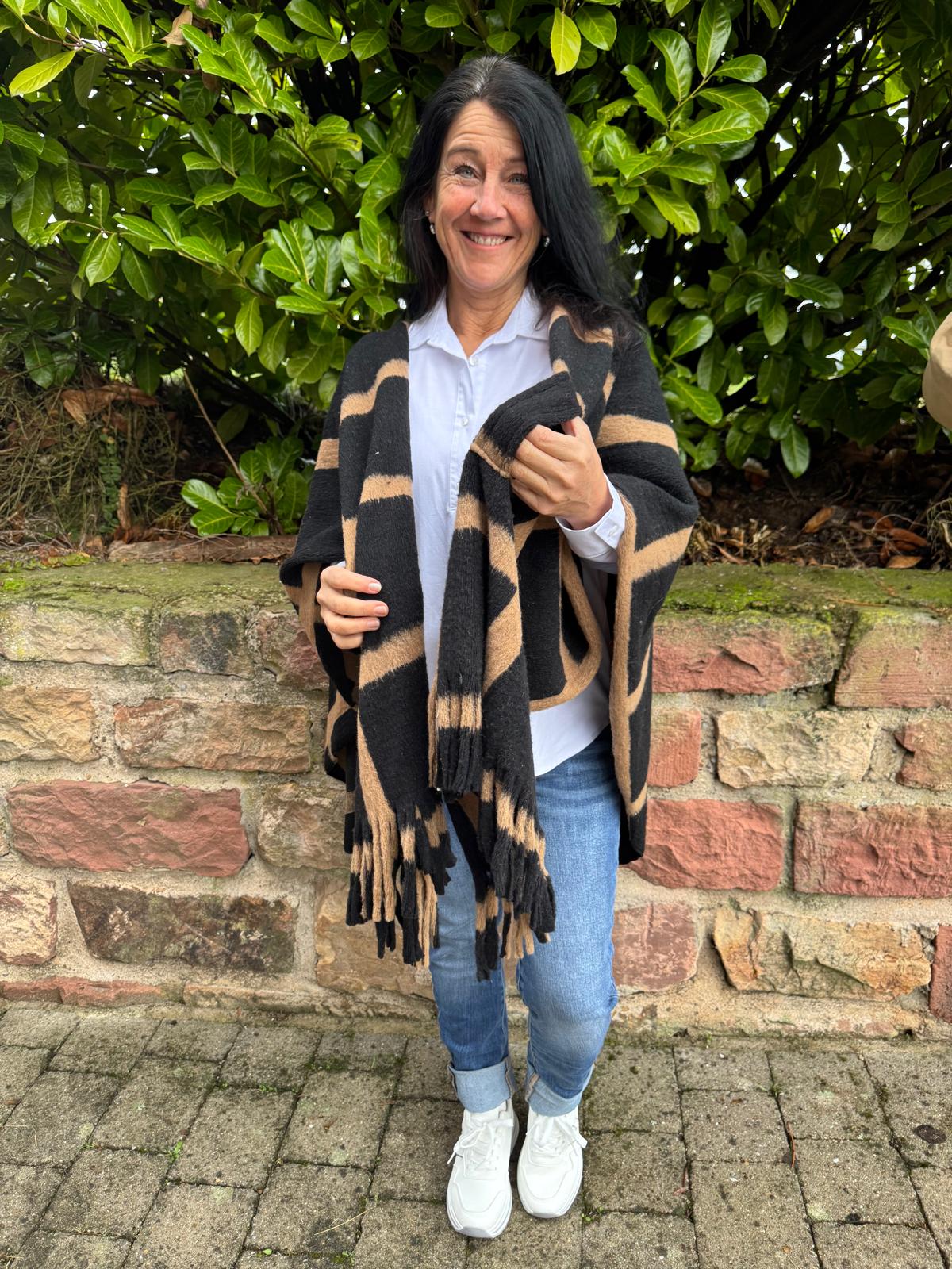 Poncho Überwurf Karo