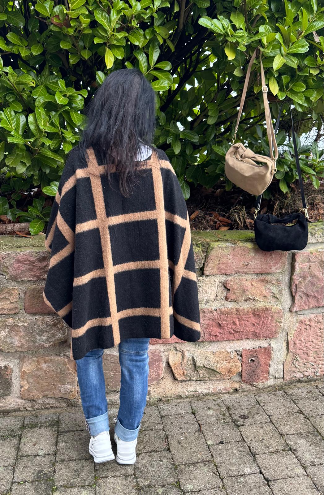 Poncho Überwurf Karo