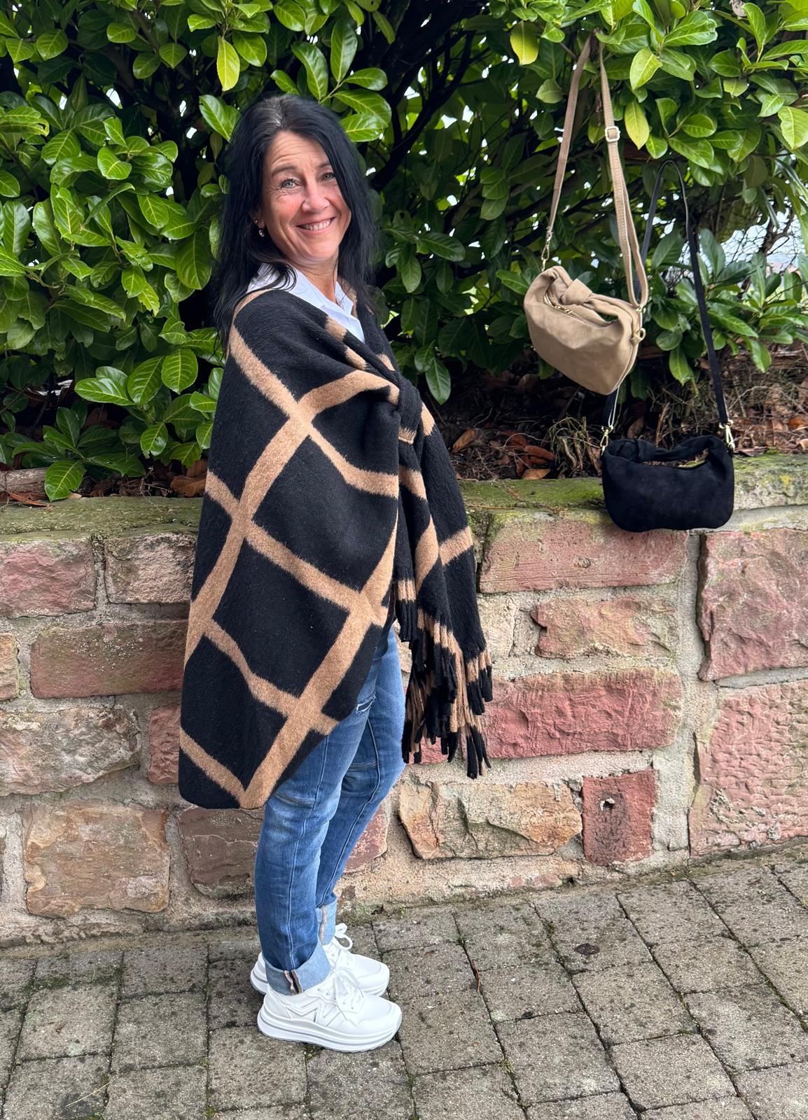 Poncho Überwurf Karo