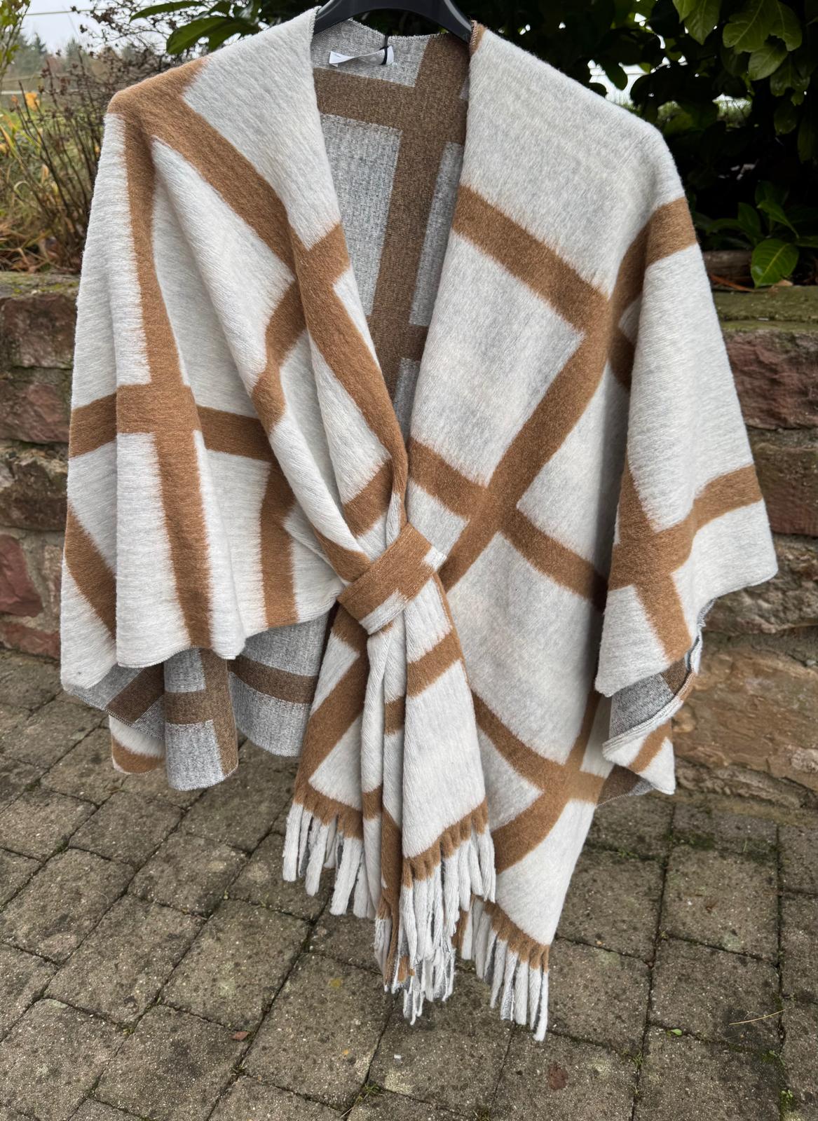 Poncho Überwurf Karo