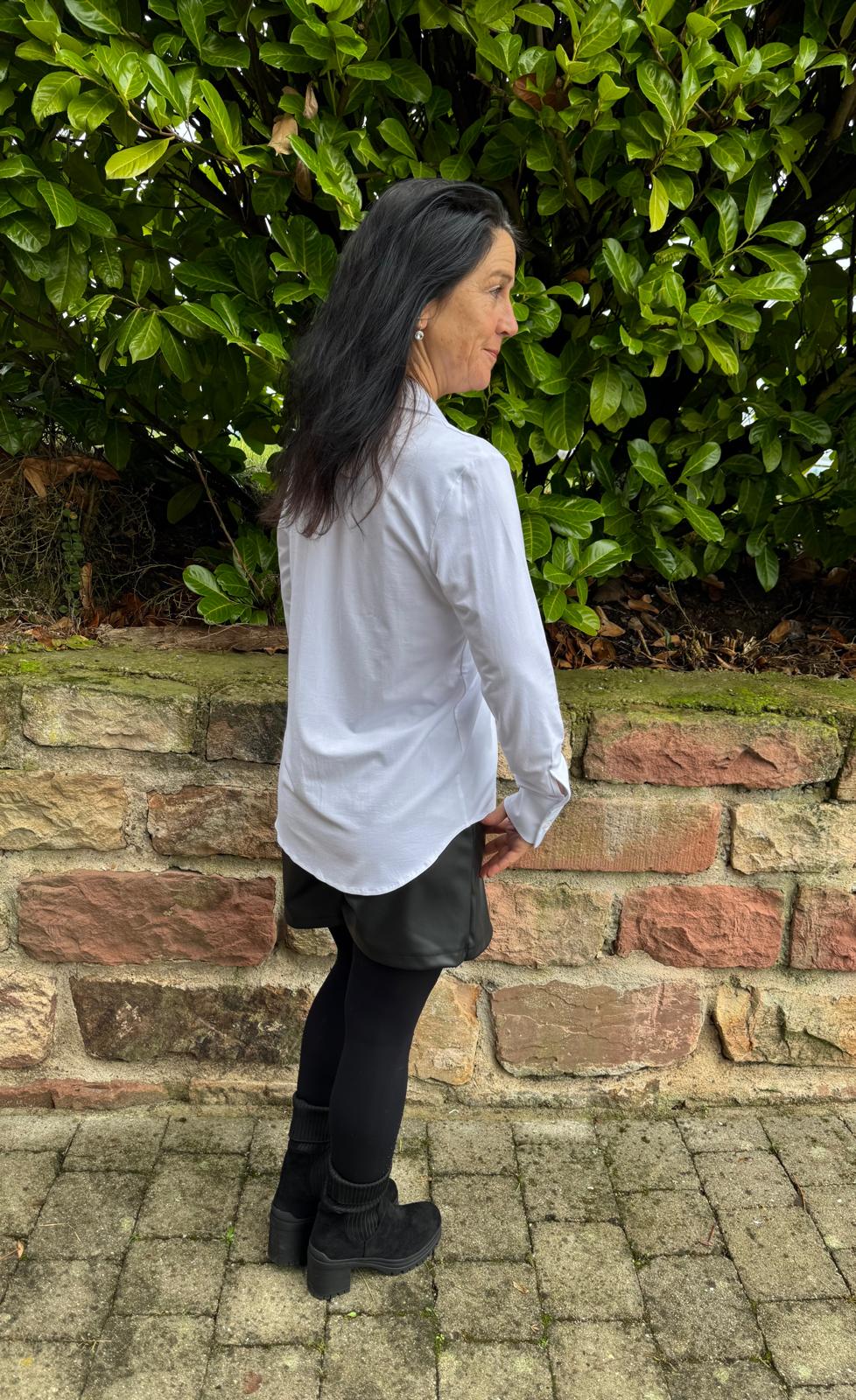 Schlupf Bluse weiß und beige S-XXL