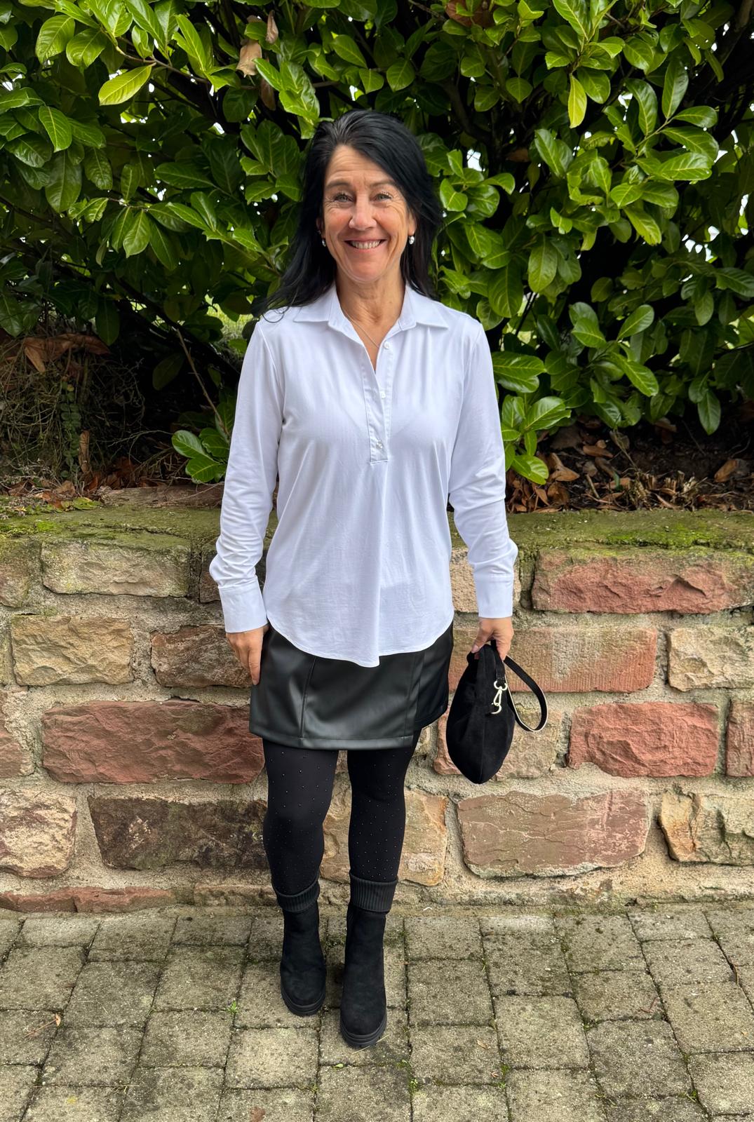 Schlupf Bluse weiß und beige S-XXL