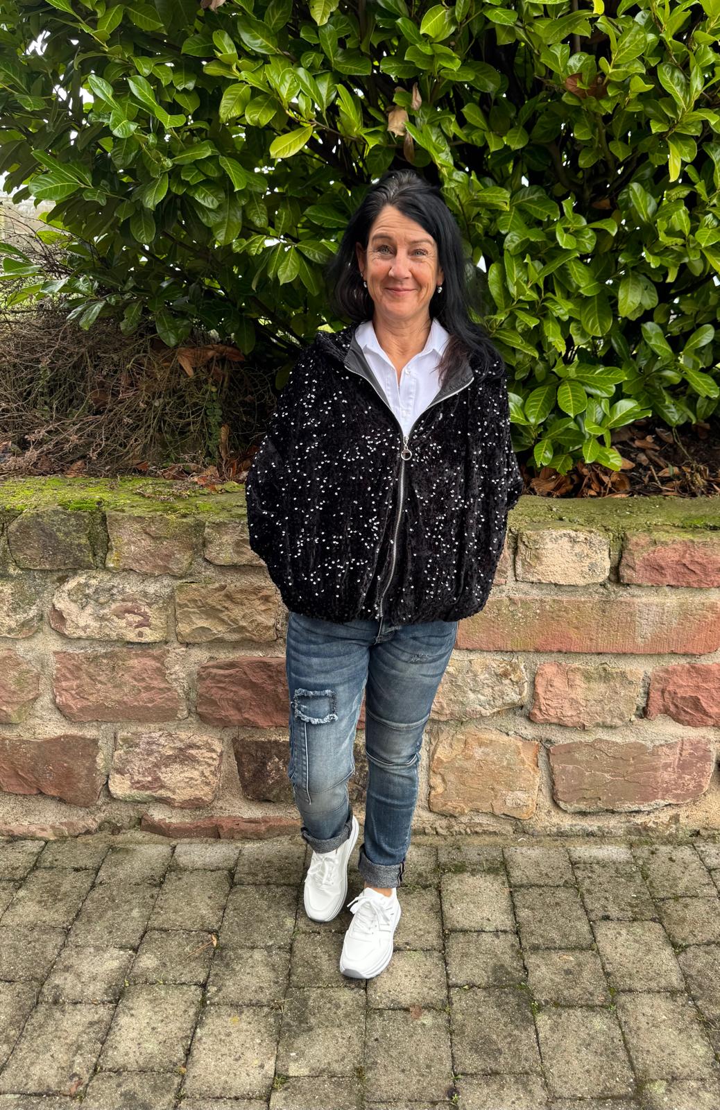 Jeans mit Patches Blue Denim