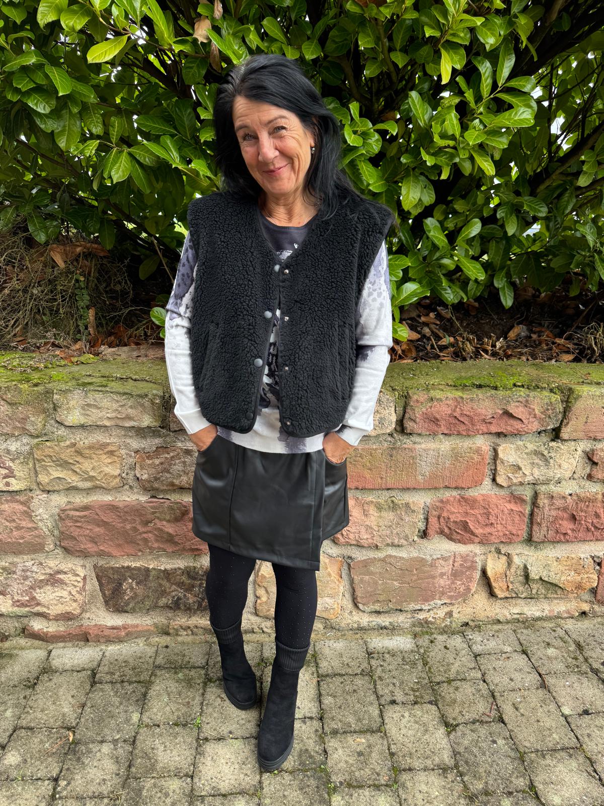 Feinstrickpullover Skull Schwarz-Weiß