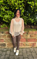 Lade das Bild in den Galerie-Viewer, Bluse Chiffon mit Stehkragen
