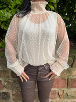 Lade das Bild in den Galerie-Viewer, Bluse Chiffon mit Stehkragen
